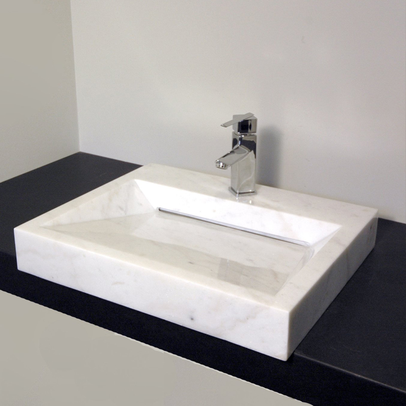 Rectangular Carrara White Marble Vessel Sink Newstar Stone