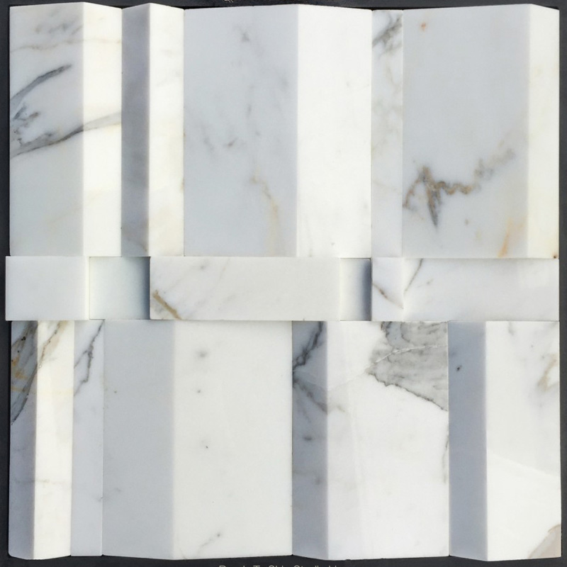 Polished Italian Carrara White Marble 3D Mosaics